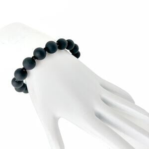 Chicos Bracelet Beaded Stretch Black Matte Round Earthy Minimalist Stackable